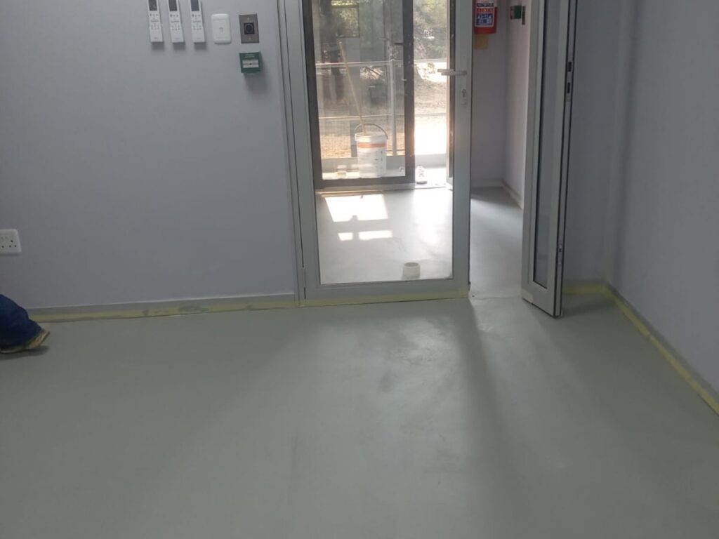 Seamless epoxy floor in a commercial entrance